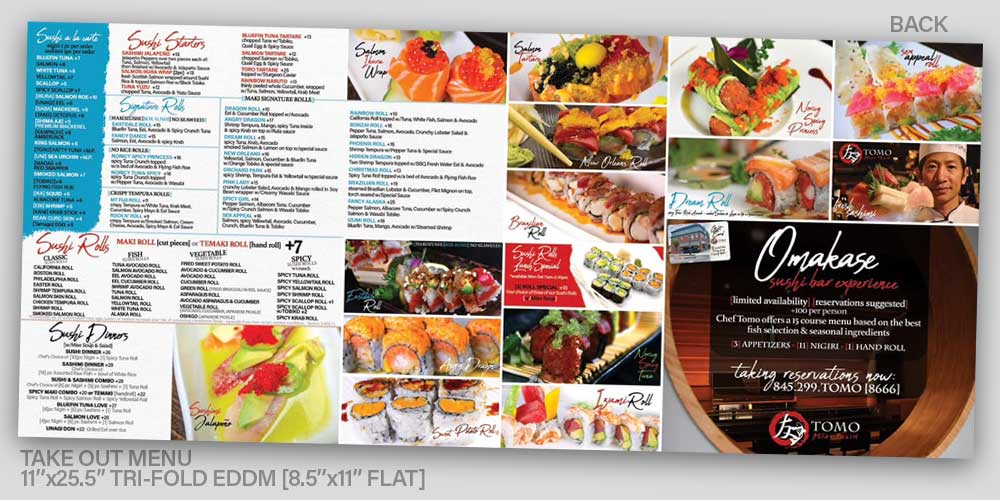 TOMO Asian Fusion: Takeout menu back