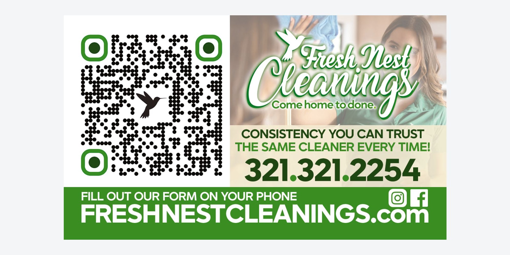 Fresh Nest Cleanings: business card back