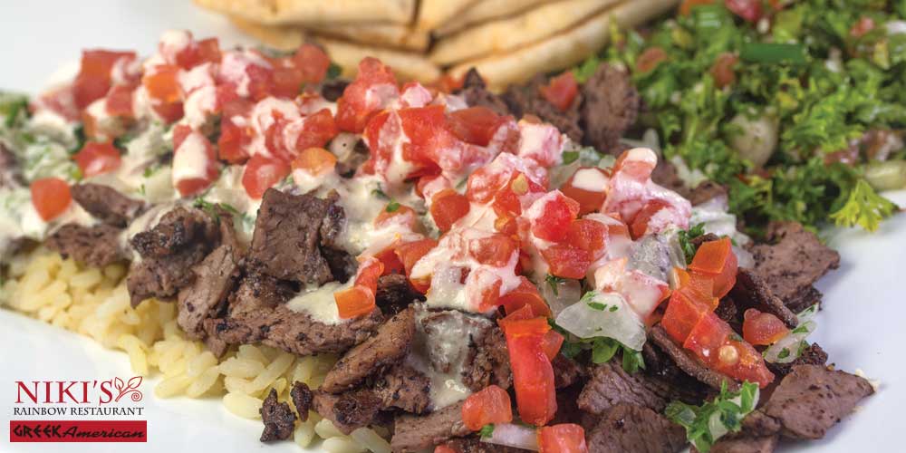 Niki’s Greek: niki beef shawarma