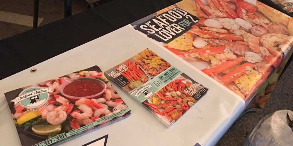 Melbourne Seafood Station banner and flyers