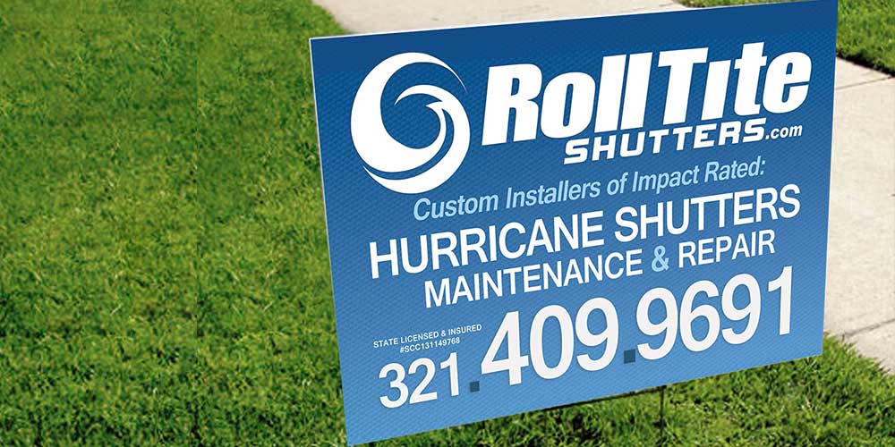 Roll Tite Shutters yard sign