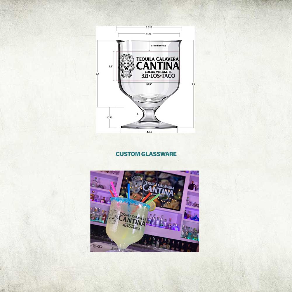 Tequila Calavera Cantina: tcc custom glassware
